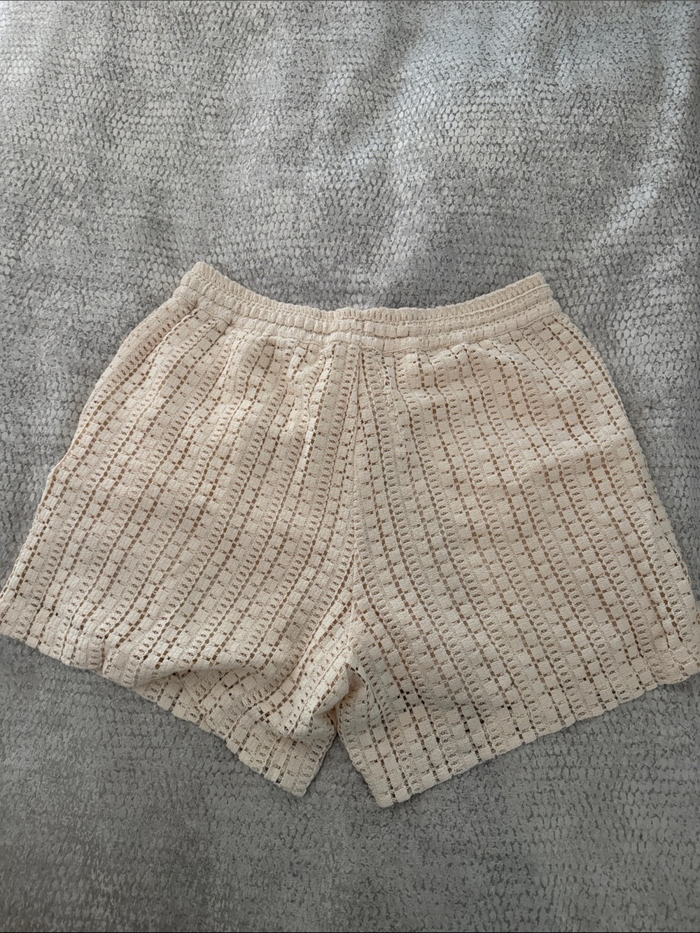 Zara Cream Crochet Drawstring Shorts - Picture 3 of 5